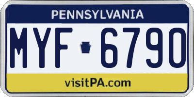 PA license plate MYF6790