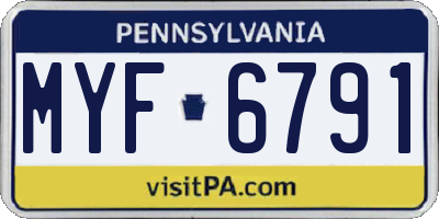PA license plate MYF6791