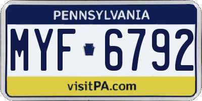 PA license plate MYF6792