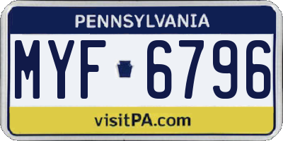 PA license plate MYF6796