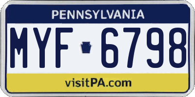 PA license plate MYF6798