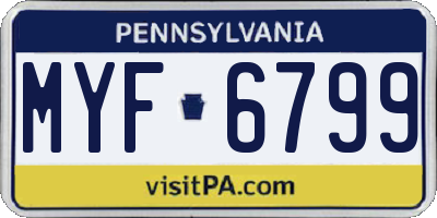 PA license plate MYF6799