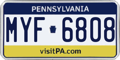 PA license plate MYF6808