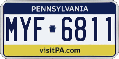 PA license plate MYF6811