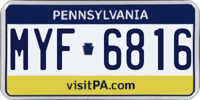 PA license plate MYF6816