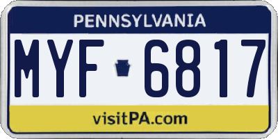 PA license plate MYF6817