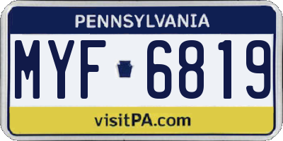 PA license plate MYF6819