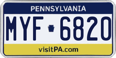 PA license plate MYF6820