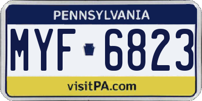 PA license plate MYF6823