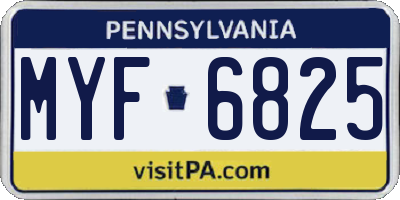 PA license plate MYF6825