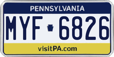 PA license plate MYF6826
