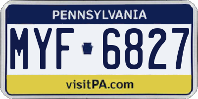PA license plate MYF6827