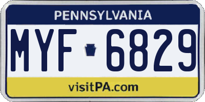 PA license plate MYF6829