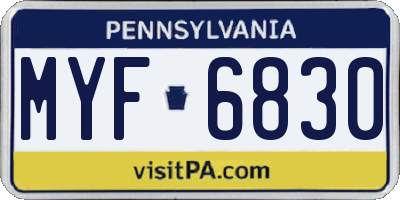 PA license plate MYF6830