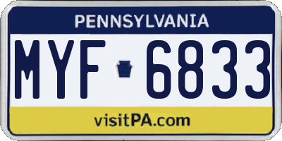 PA license plate MYF6833