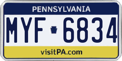 PA license plate MYF6834