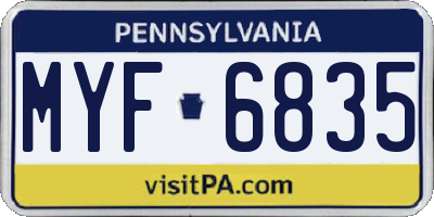 PA license plate MYF6835