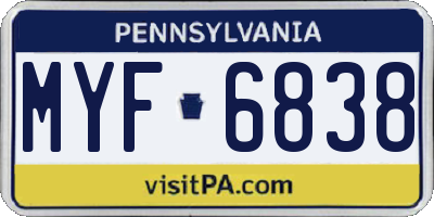 PA license plate MYF6838