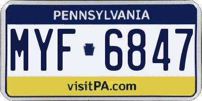 PA license plate MYF6847