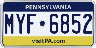 PA license plate MYF6852