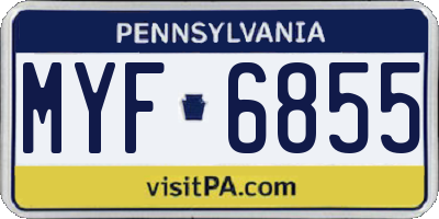 PA license plate MYF6855
