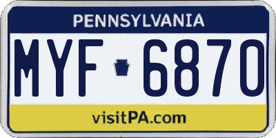 PA license plate MYF6870