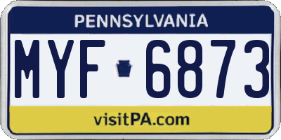 PA license plate MYF6873
