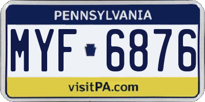 PA license plate MYF6876