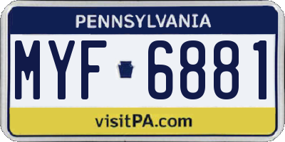 PA license plate MYF6881