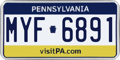 PA license plate MYF6891