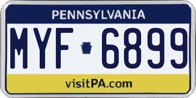PA license plate MYF6899