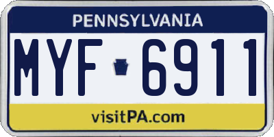 PA license plate MYF6911