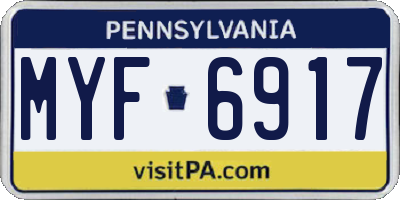 PA license plate MYF6917