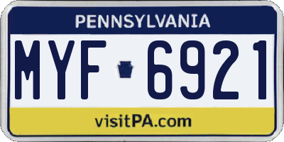 PA license plate MYF6921