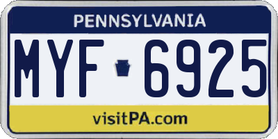 PA license plate MYF6925