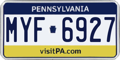 PA license plate MYF6927