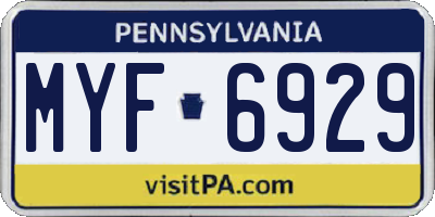 PA license plate MYF6929