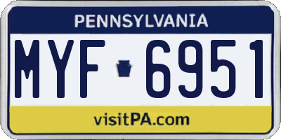 PA license plate MYF6951