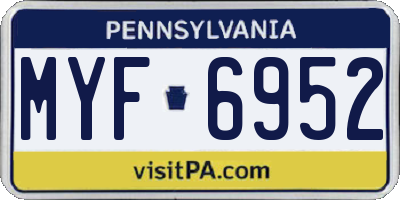 PA license plate MYF6952