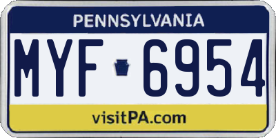 PA license plate MYF6954