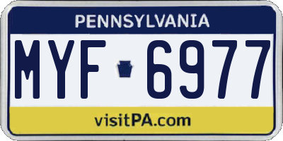 PA license plate MYF6977