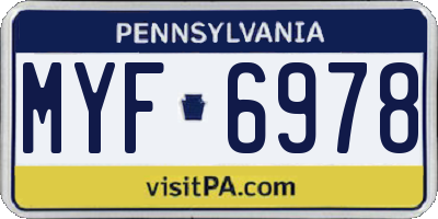 PA license plate MYF6978