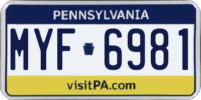 PA license plate MYF6981