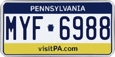 PA license plate MYF6988