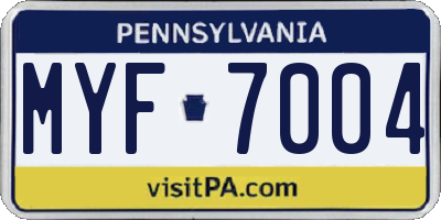 PA license plate MYF7004