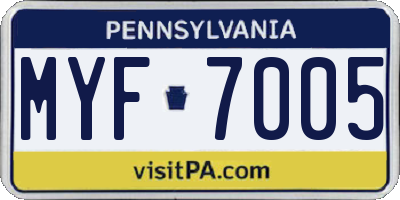 PA license plate MYF7005