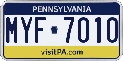 PA license plate MYF7010