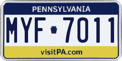PA license plate MYF7011