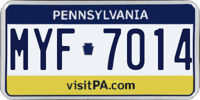 PA license plate MYF7014