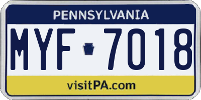 PA license plate MYF7018